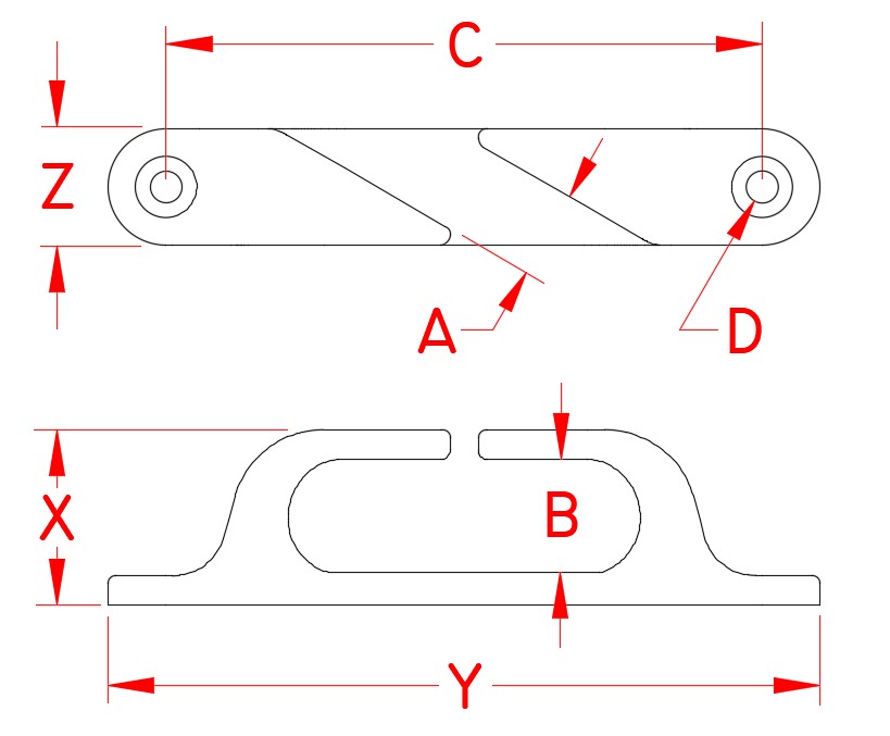 Stainless Steel Skene Chocks, S3340-0000, S3360-0000, S3390-0000, Line Drawing